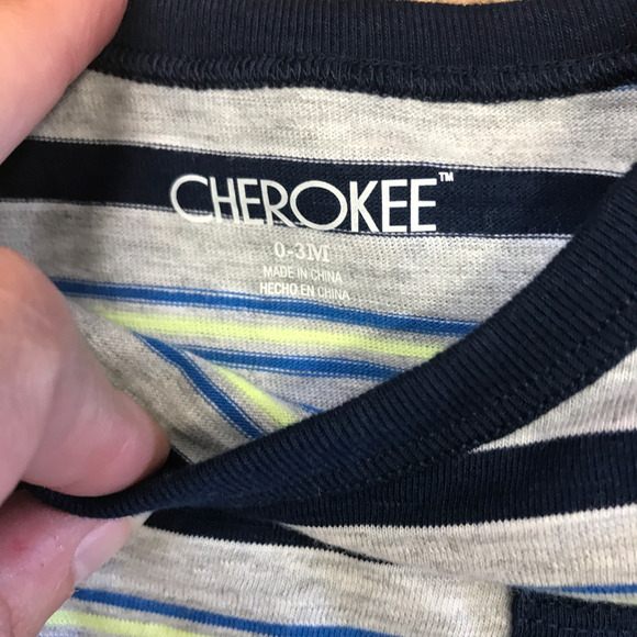 Cherokee Boys Outfit Size 0-3 Mo Blue Stripe Tank Shorts Set NEW - Picture 3 of 4